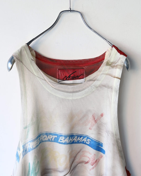 LAYERED TRANSFER TANK TOP "IVORY x BEIGE"