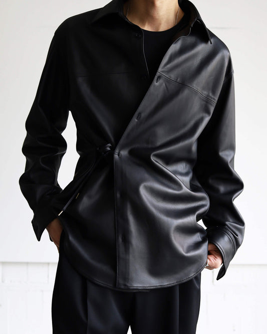 LEATHER DOUGI SHIRT "BLACK"