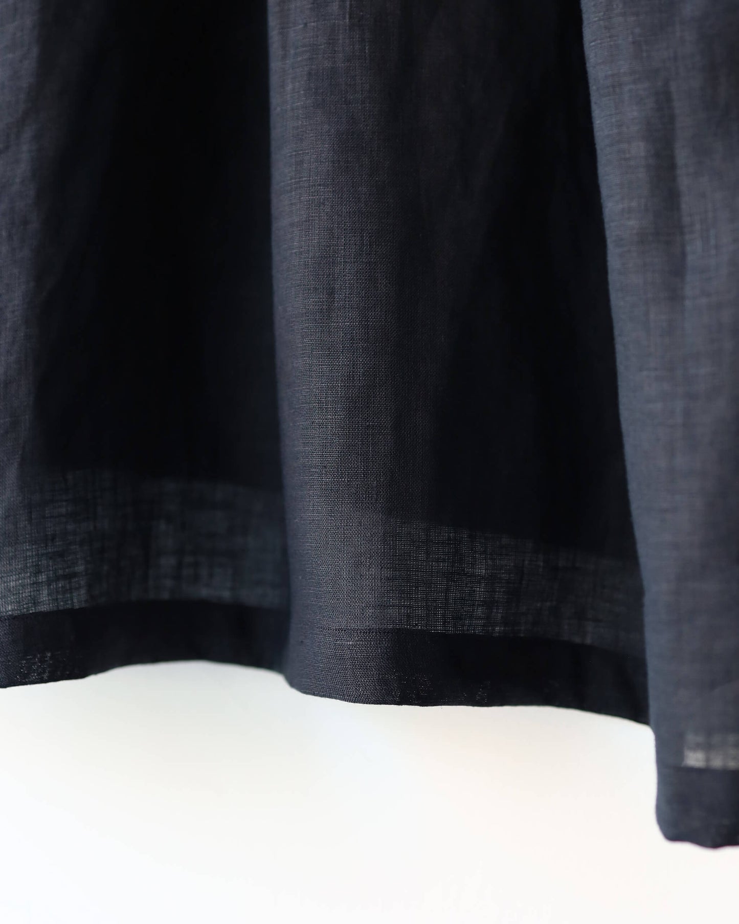 COMFORT FIT OPEN COLLAR SHIRT HEMP SHIRTING "BLACK"