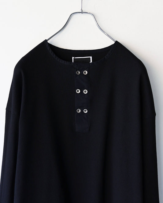 DOUBLE HENLEY L/S TEE "BLACK"