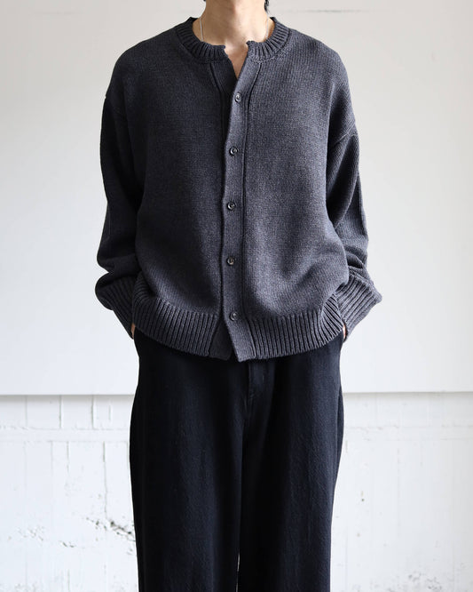 CREW NECK CARDIGAN "GRAY"