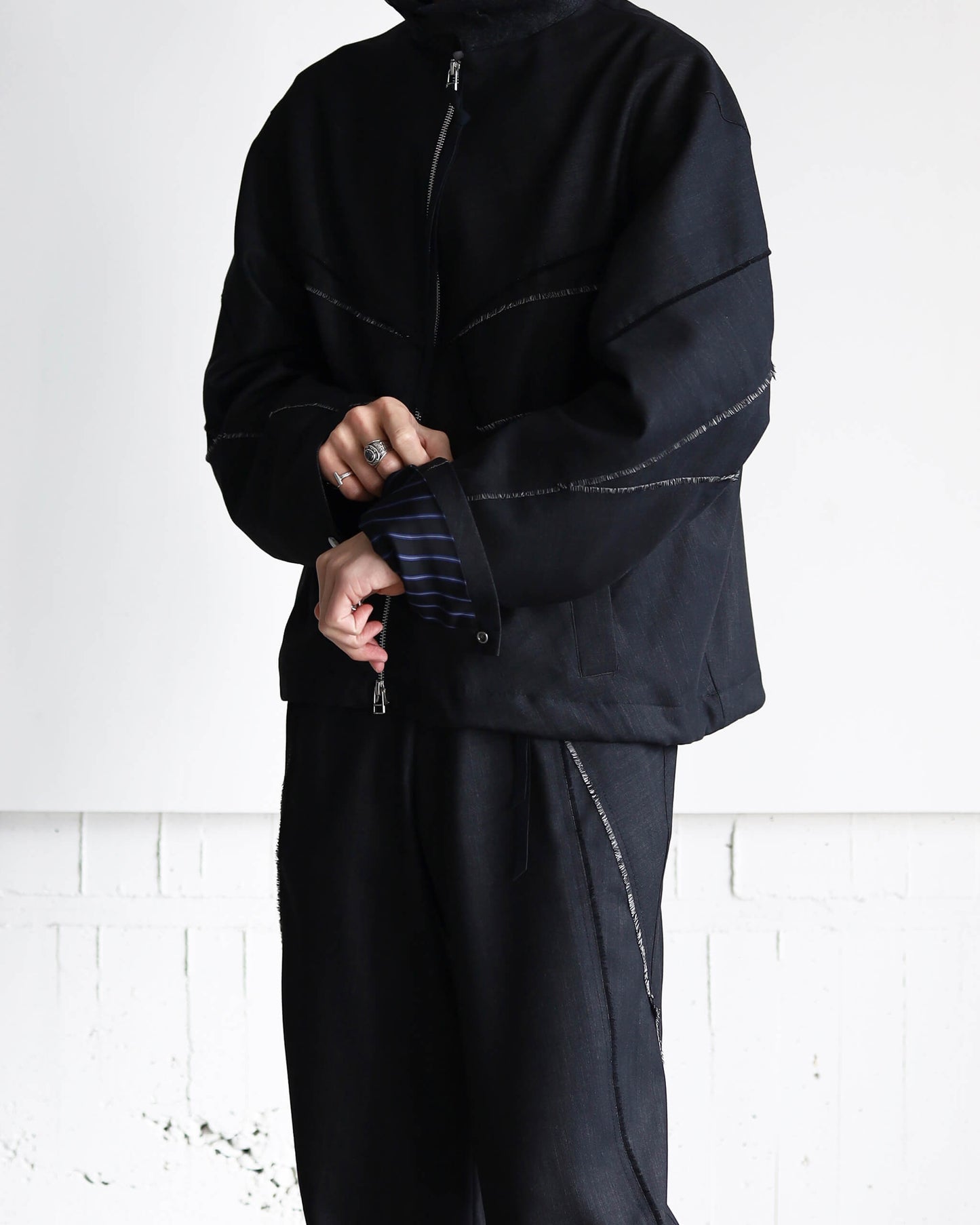 DENIM WOOL TRACK JACKET "Bk"