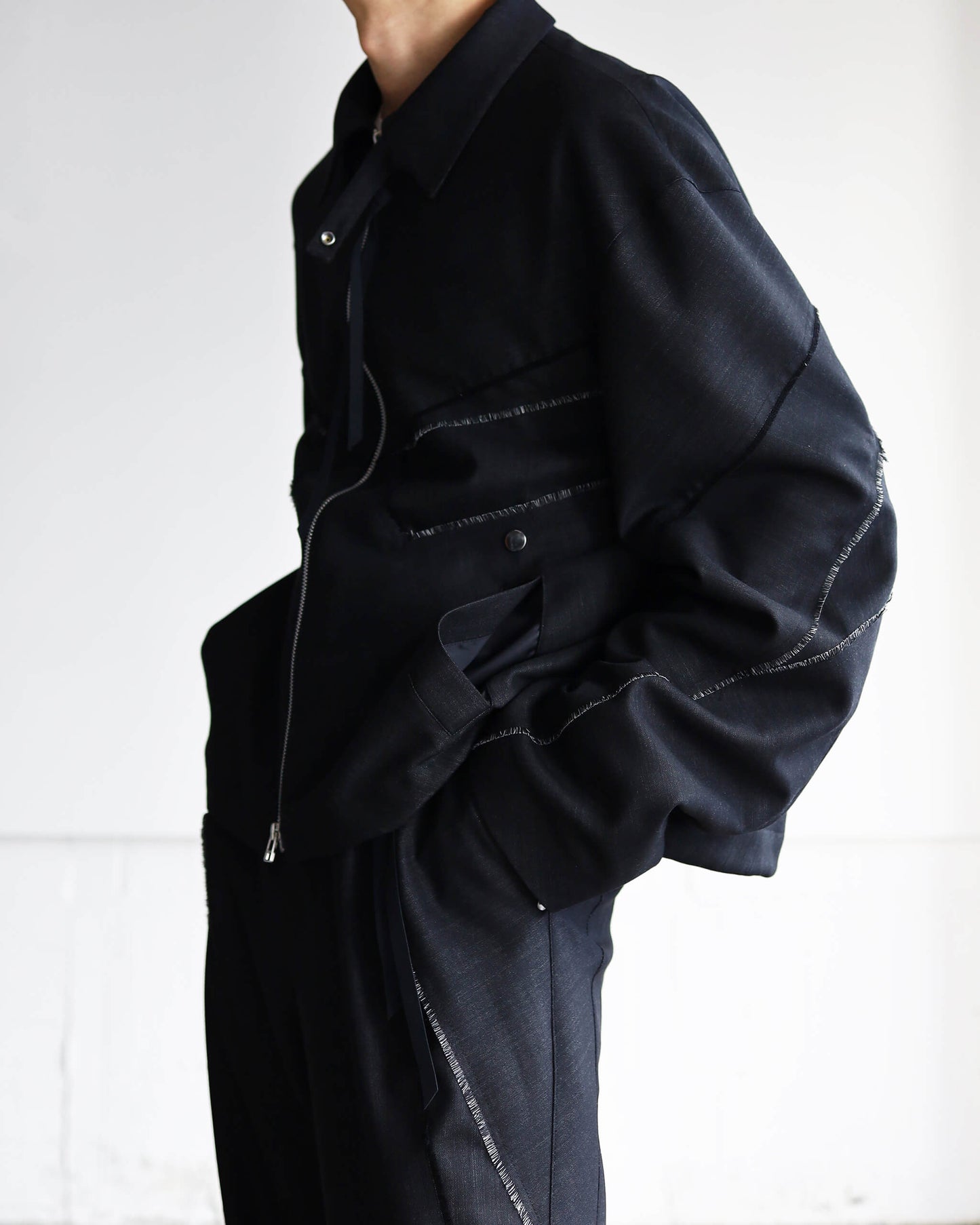 DENIM WOOL TRACK JACKET "Bk"