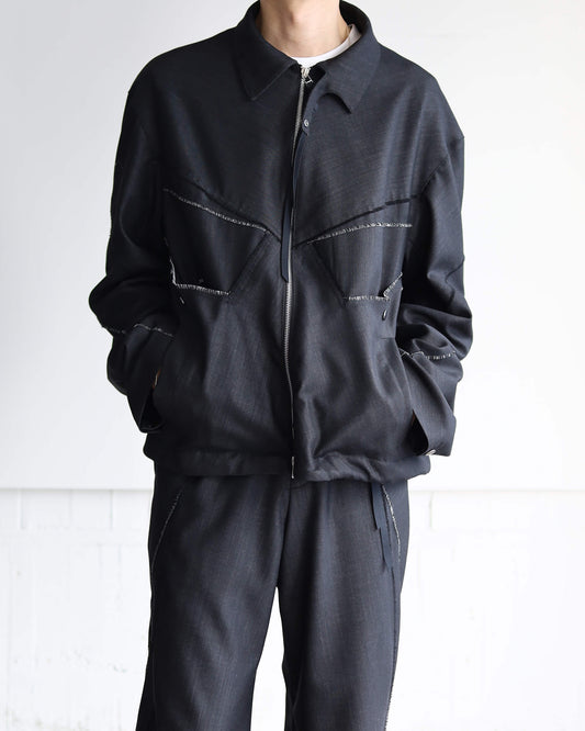 DENIM WOOL TRACK JACKET "Bk"