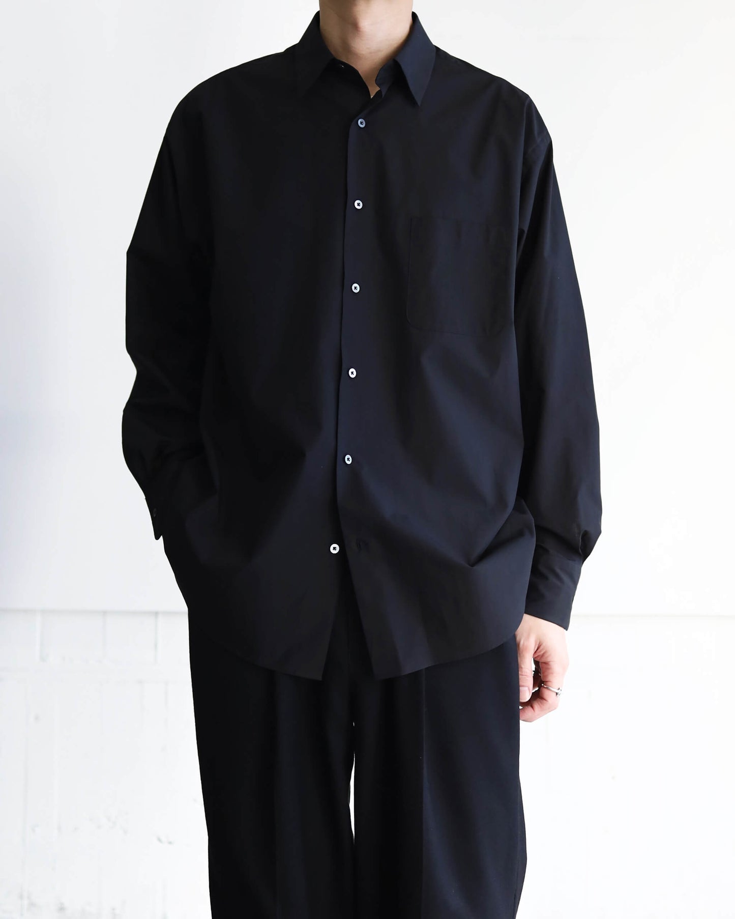 COMFORT FIT SHIRT ORGANIC GIZA TYPEWRITER-CLOTH "BLACK"