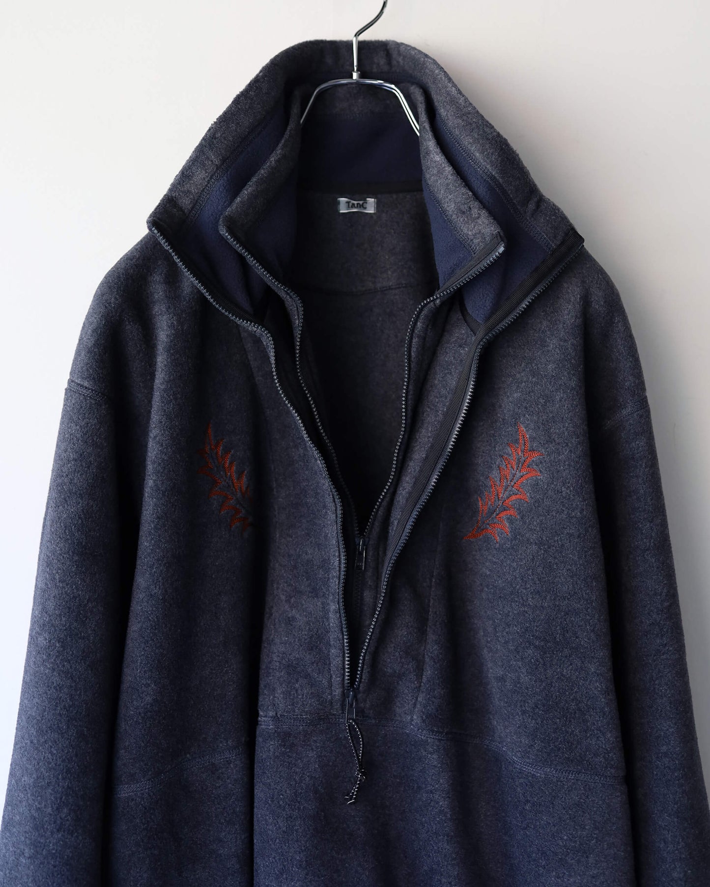 FLEECE W ZIP PULLOVER "CHARCOAL"
