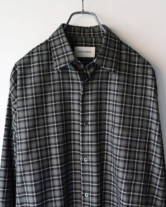 COMFORT FIT SHIRT ORGANIC WOOL VIYELLA "MOSS GRAY CHECK"