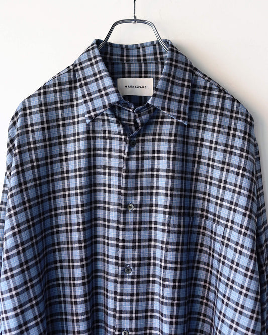 COMFORT FIT SHIRT ORGANIC WOOL VIYELLA "BLUE CHECK"