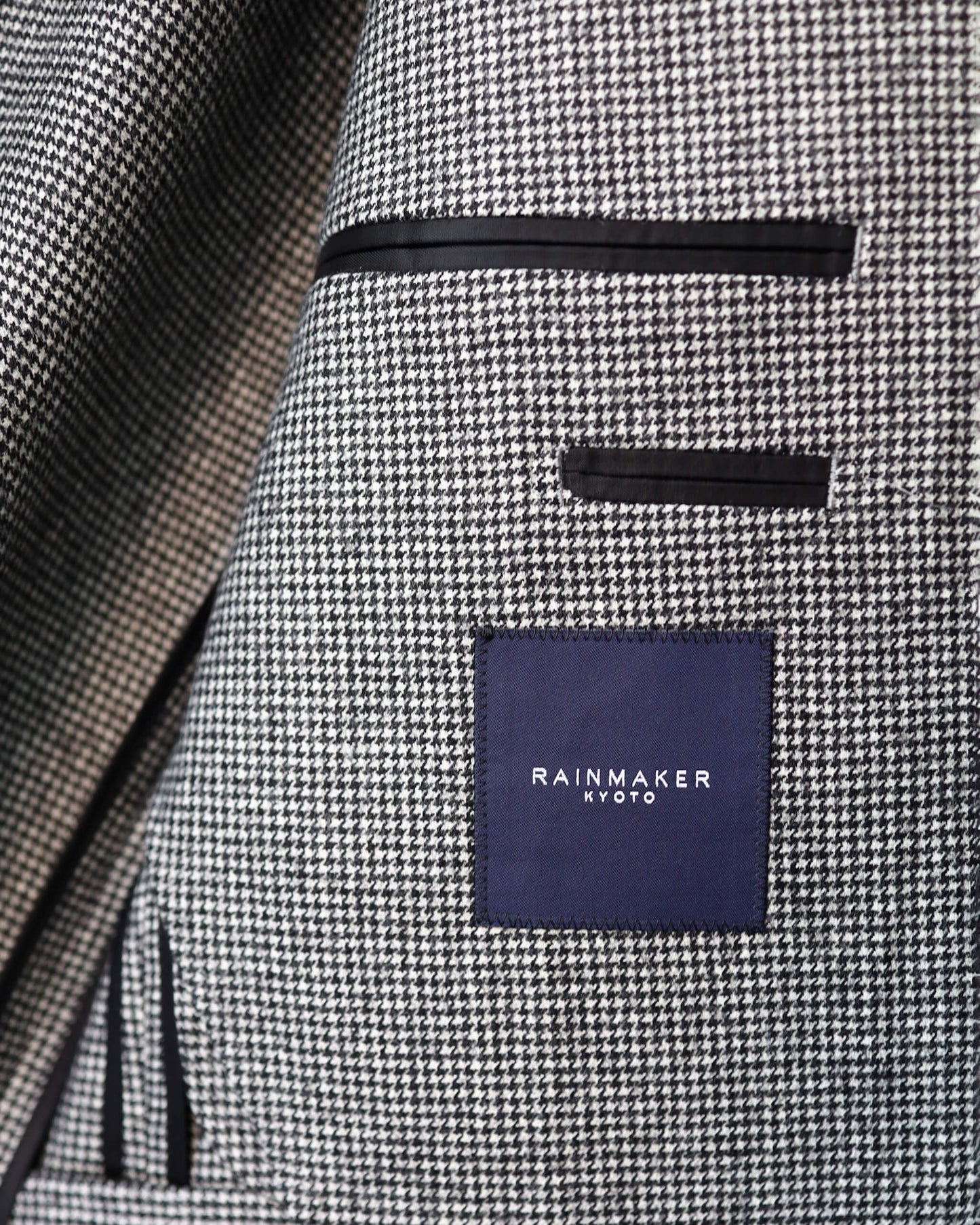NO COLLAR LONG JACKET "HOUNDSTOOTH"