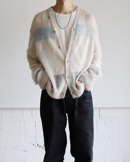 BABY MOHAIR CARDIGAN "Blue Beige"
