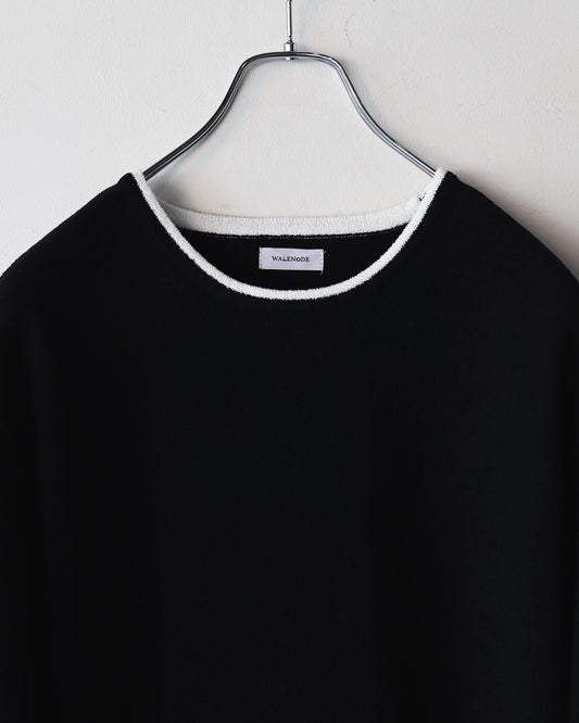 Cotton cashmere pile Half sleeve T "Black"