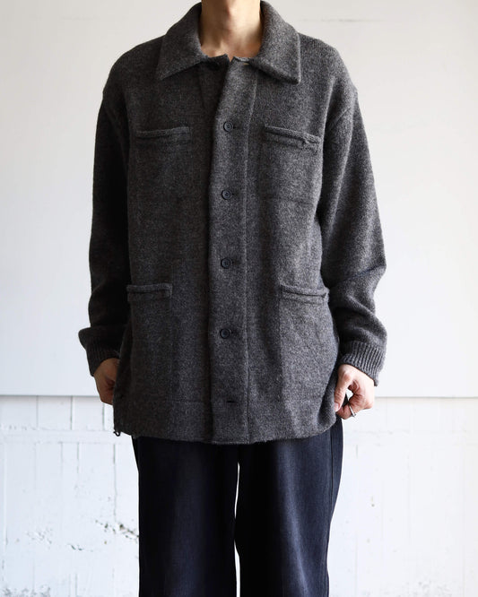 CHUNKY WOOL / KNIT CARDIGAN "GREY"