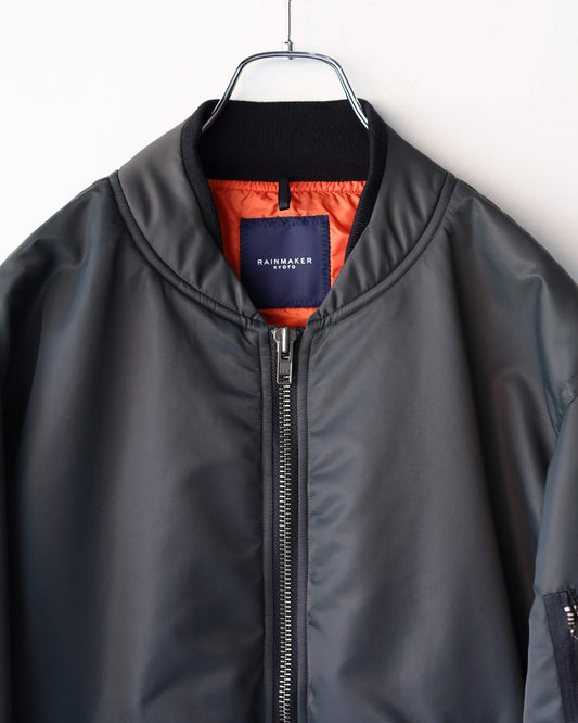 BUMPY GATHERED BOMBER JACKET "CHARCOAL"