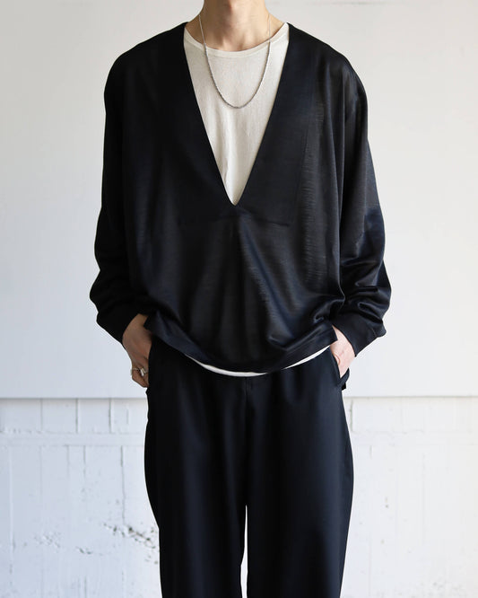 28G Silk Ramie LS Tee "BLACK"