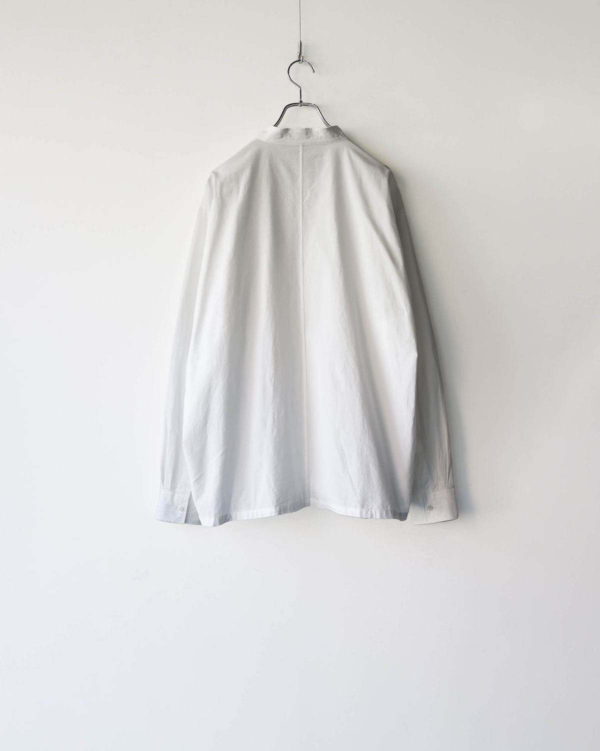 COTTON POPLIN / BAND COLLAR SHIRT "WHITE"