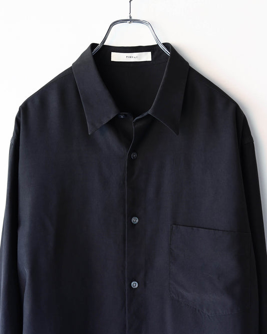 TOUGH SILK POPLIN / REGULAR COLLAR SHIRT "BLACK"