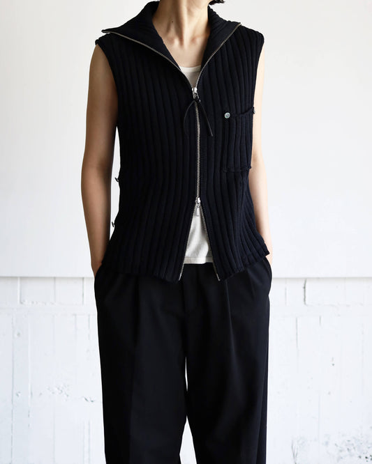 KNIT DRIVERS VEST - Plain "Black"