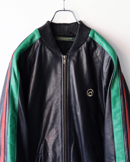 LEATHER TRACK JACKET "BLACK"