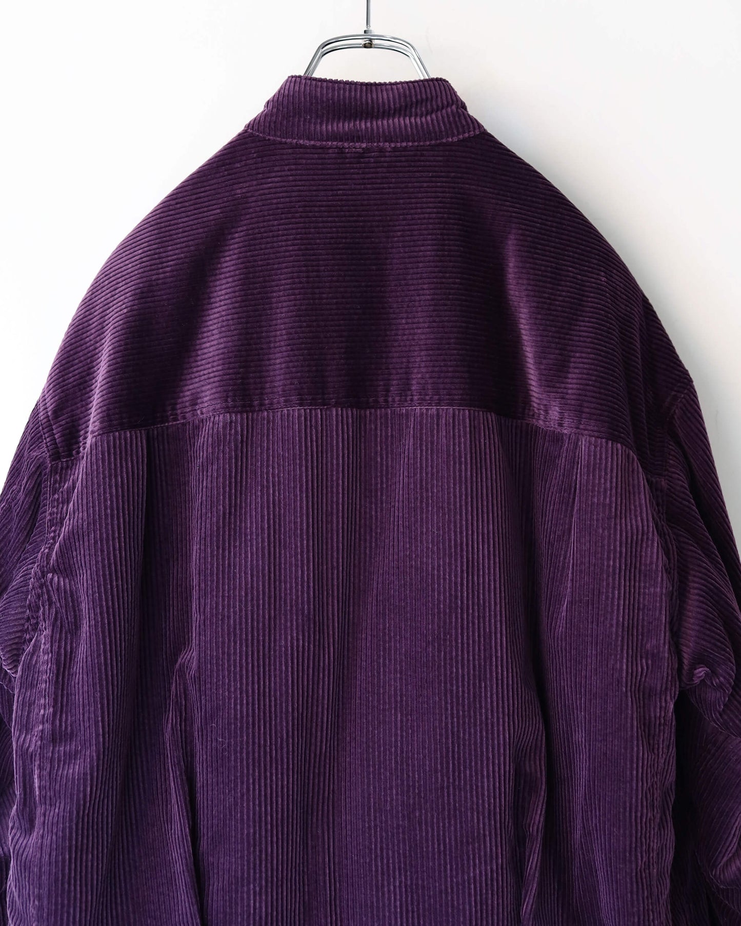 PUFFED MANDARIN COLLAR WORK JACKET ORGANIC COTTON 6-WALE CORDUROY "PURPLE"