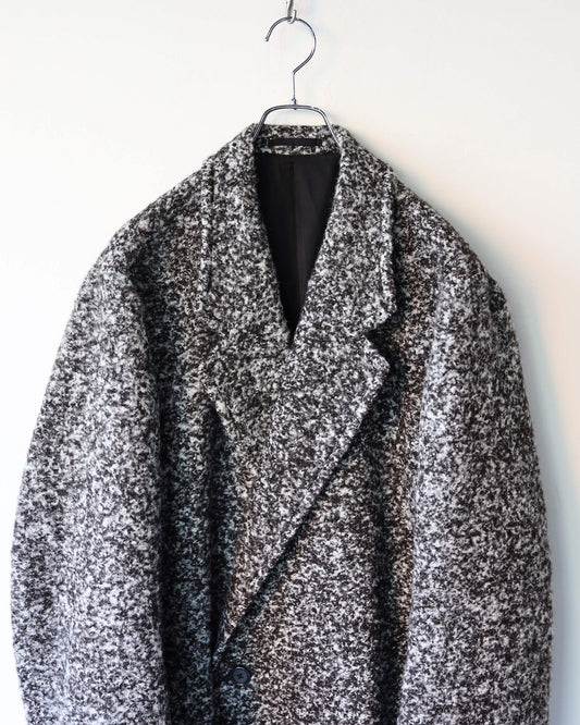DOUBLE BREASTED OVERCOAT ALPACA LOOP TWEED "N.BLACK × N.WHITE"