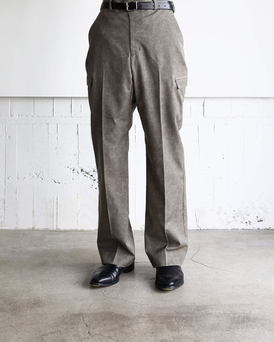 NATURAL DYED WOOL GABARDINE TROUSERS "KURE"