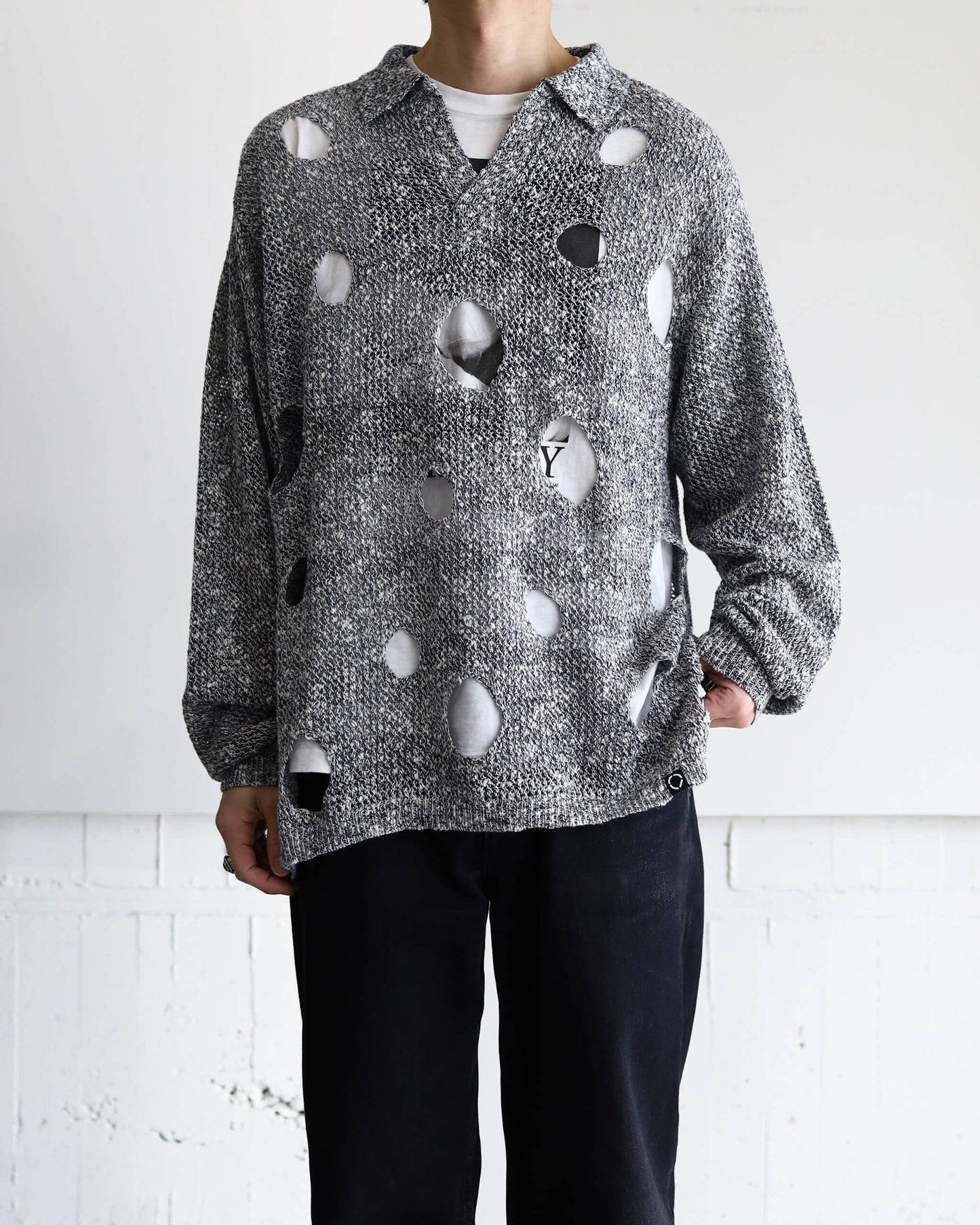 HOLE KNIT SKIPPER "NAVY"
