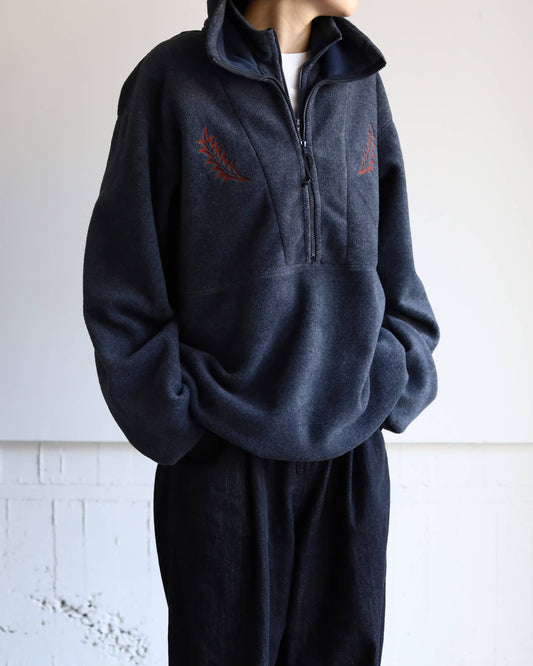 FLEECE W ZIP PULLOVER "CHARCOAL"