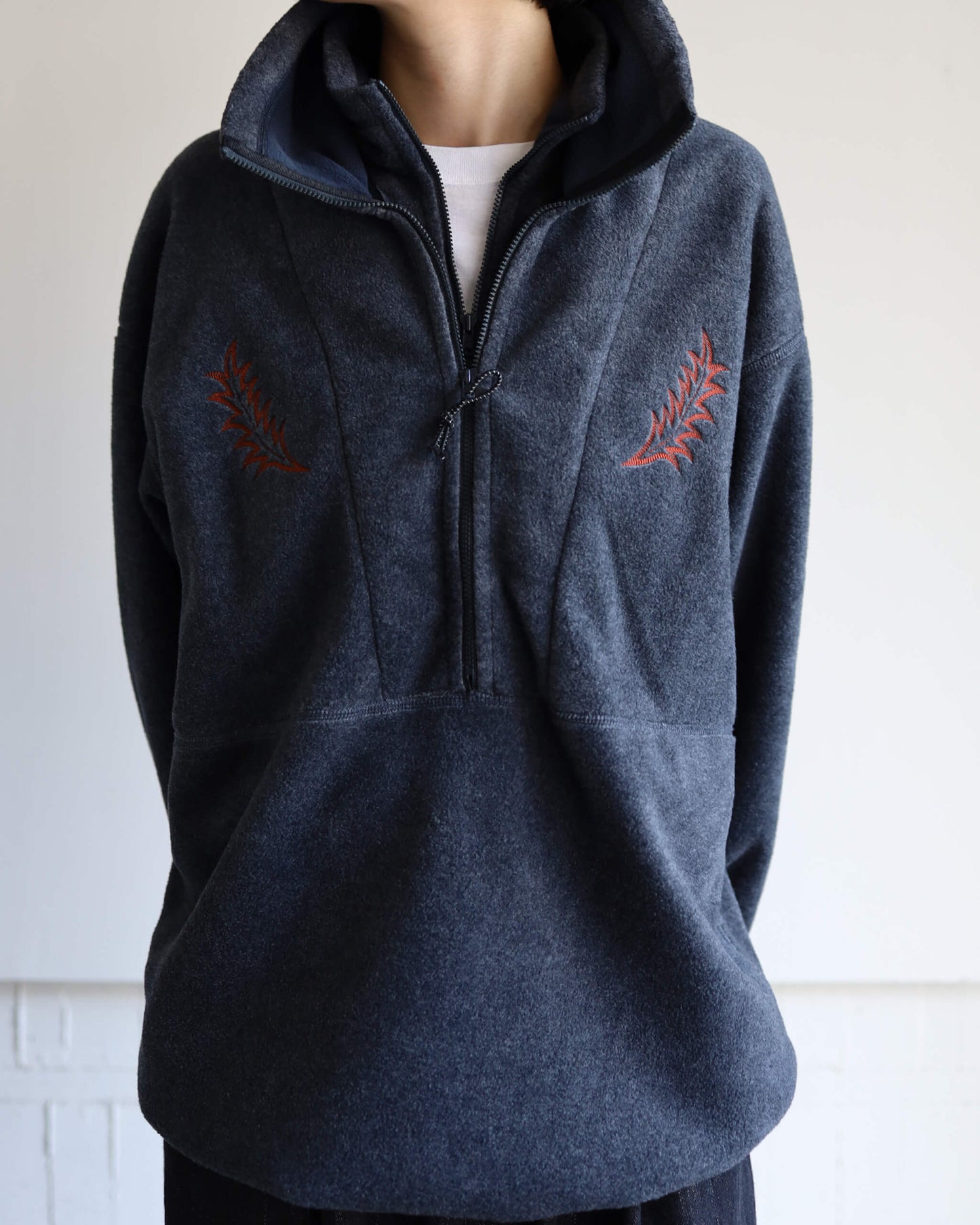 FLEECE W ZIP PULLOVER "CHARCOAL"