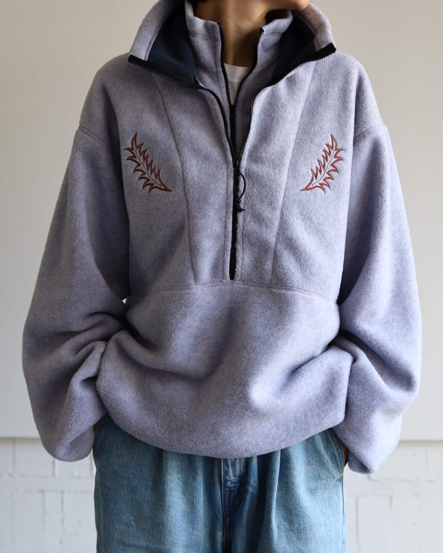 FLEECE W ZIP PULLOVER "L.PURPLE"