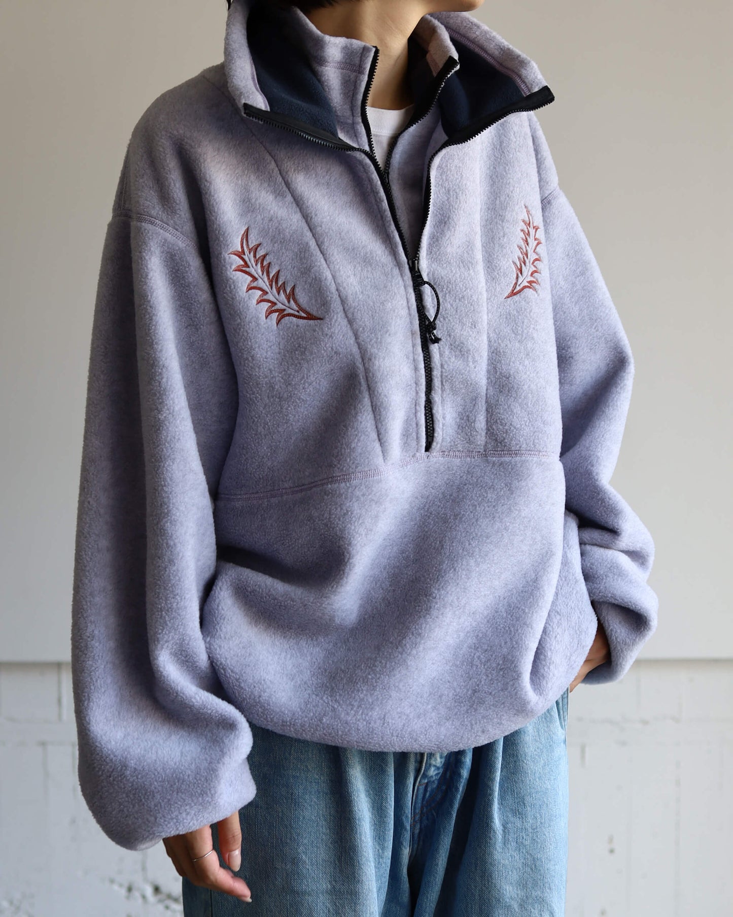 FLEECE W ZIP PULLOVER "L.PURPLE"