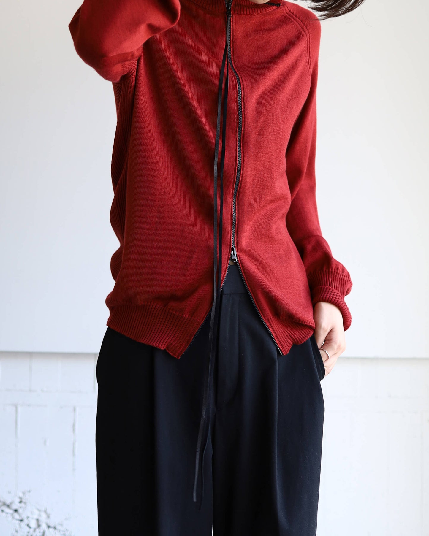 WG ZIP CARDIGAN "Bitter Red"