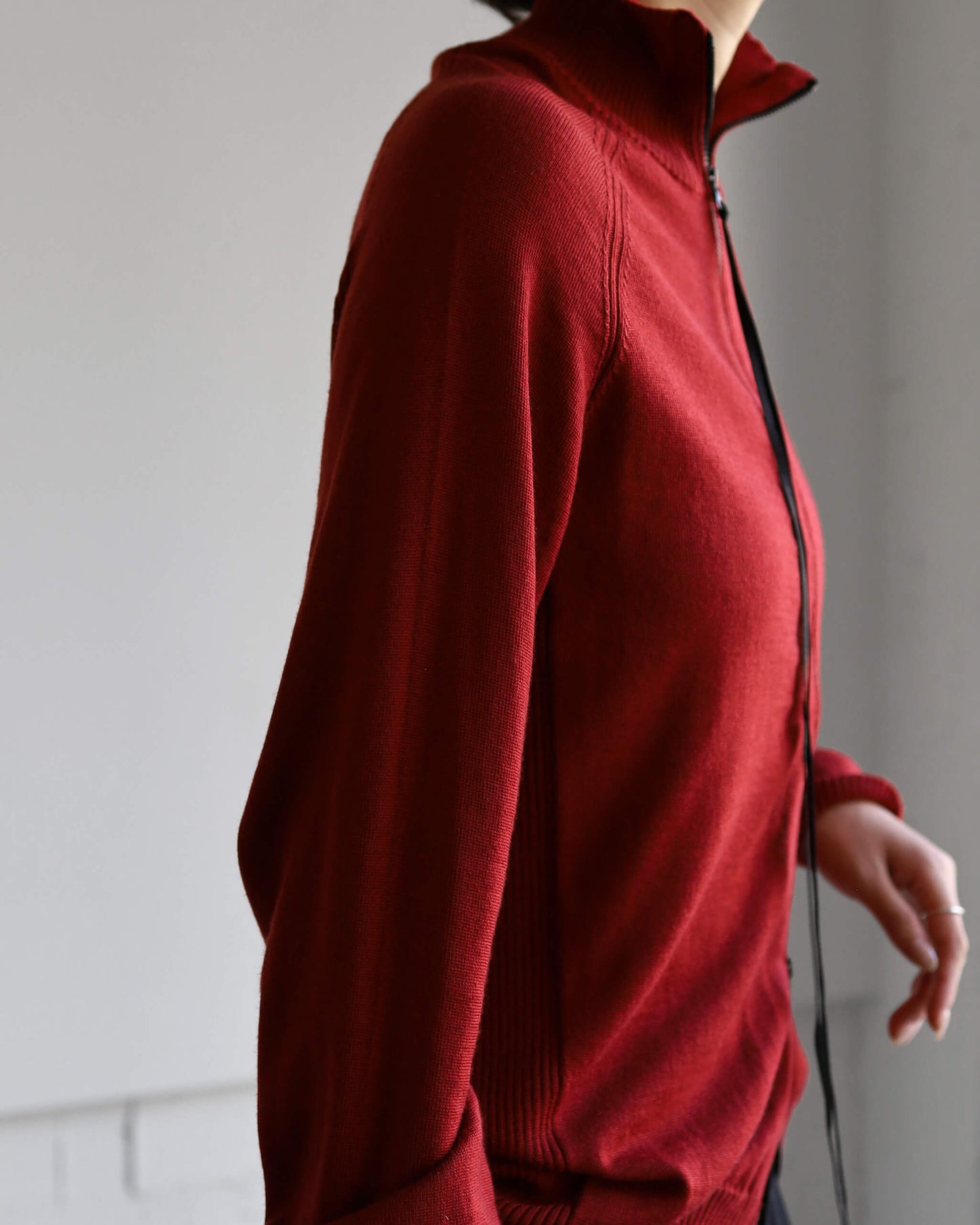 WG ZIP CARDIGAN "Bitter Red"