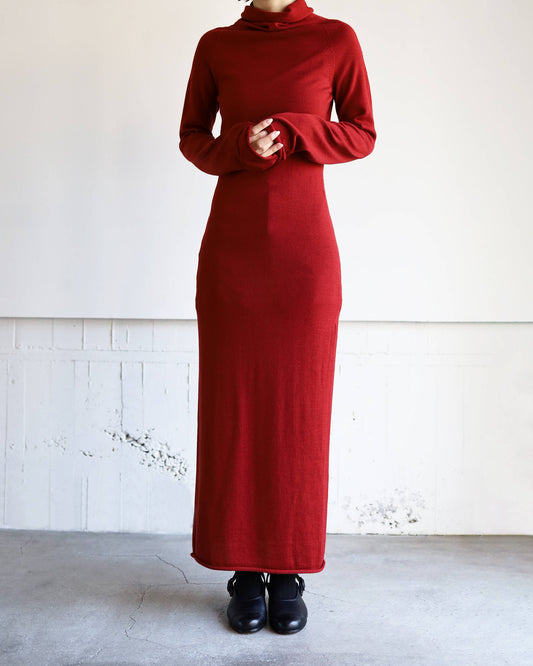 WG HIGH NECK DRESS "Bitter Red"