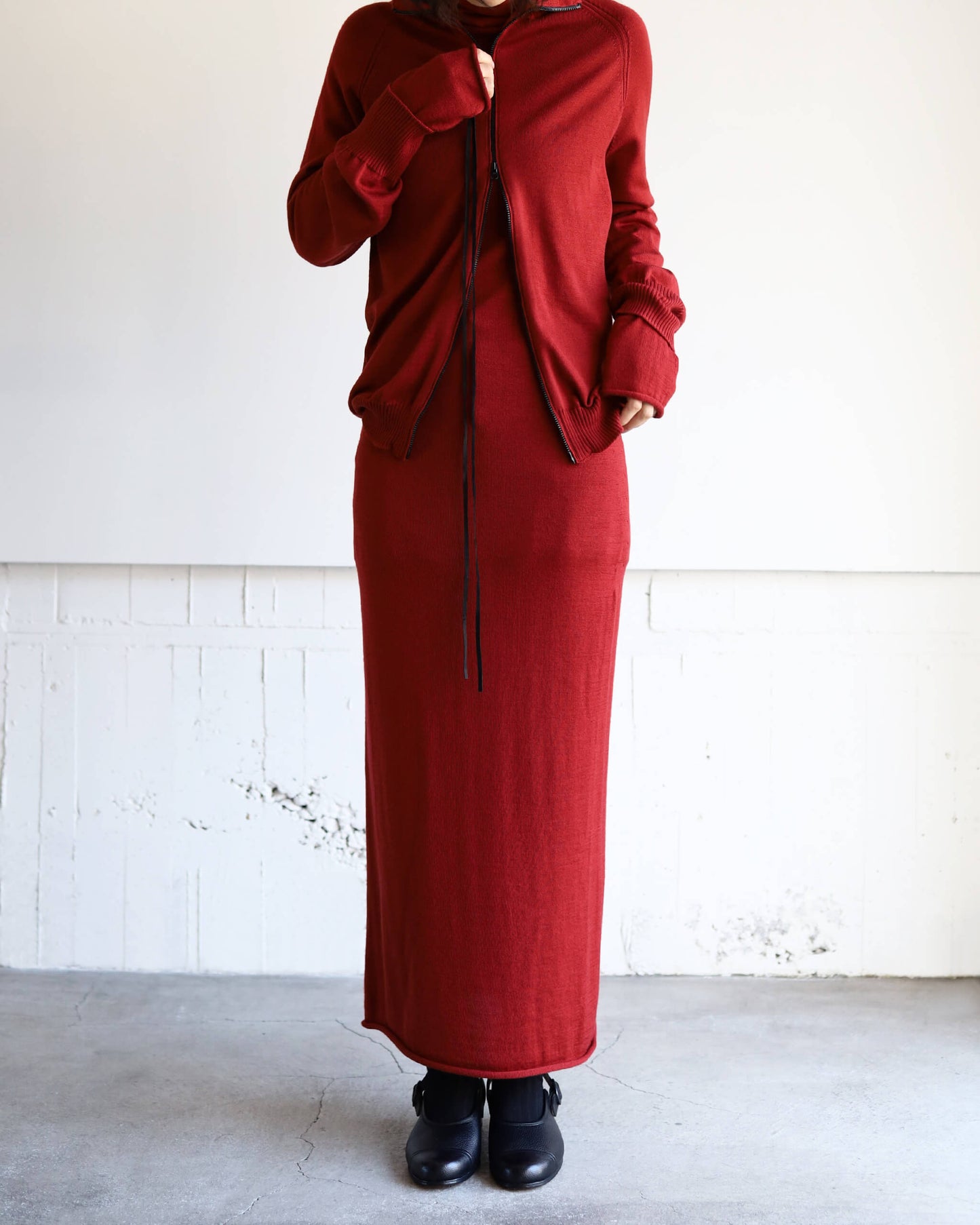 WG ZIP CARDIGAN "Bitter Red"