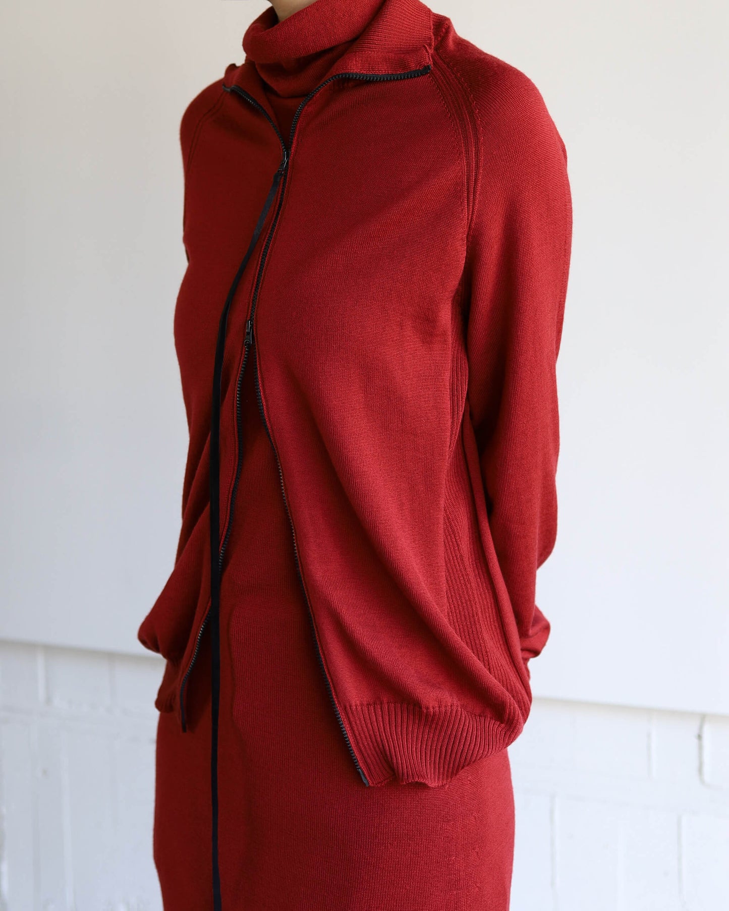 WG ZIP CARDIGAN "Bitter Red"