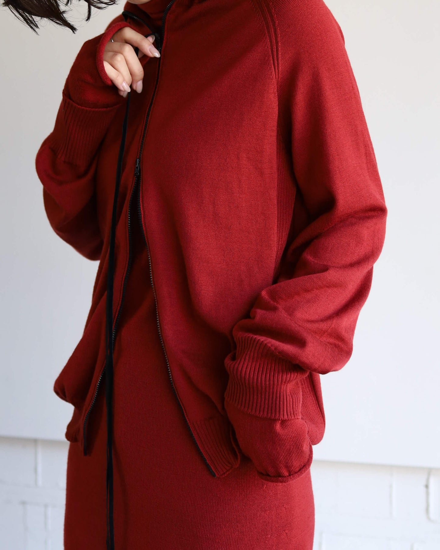 WG ZIP CARDIGAN "Bitter Red"