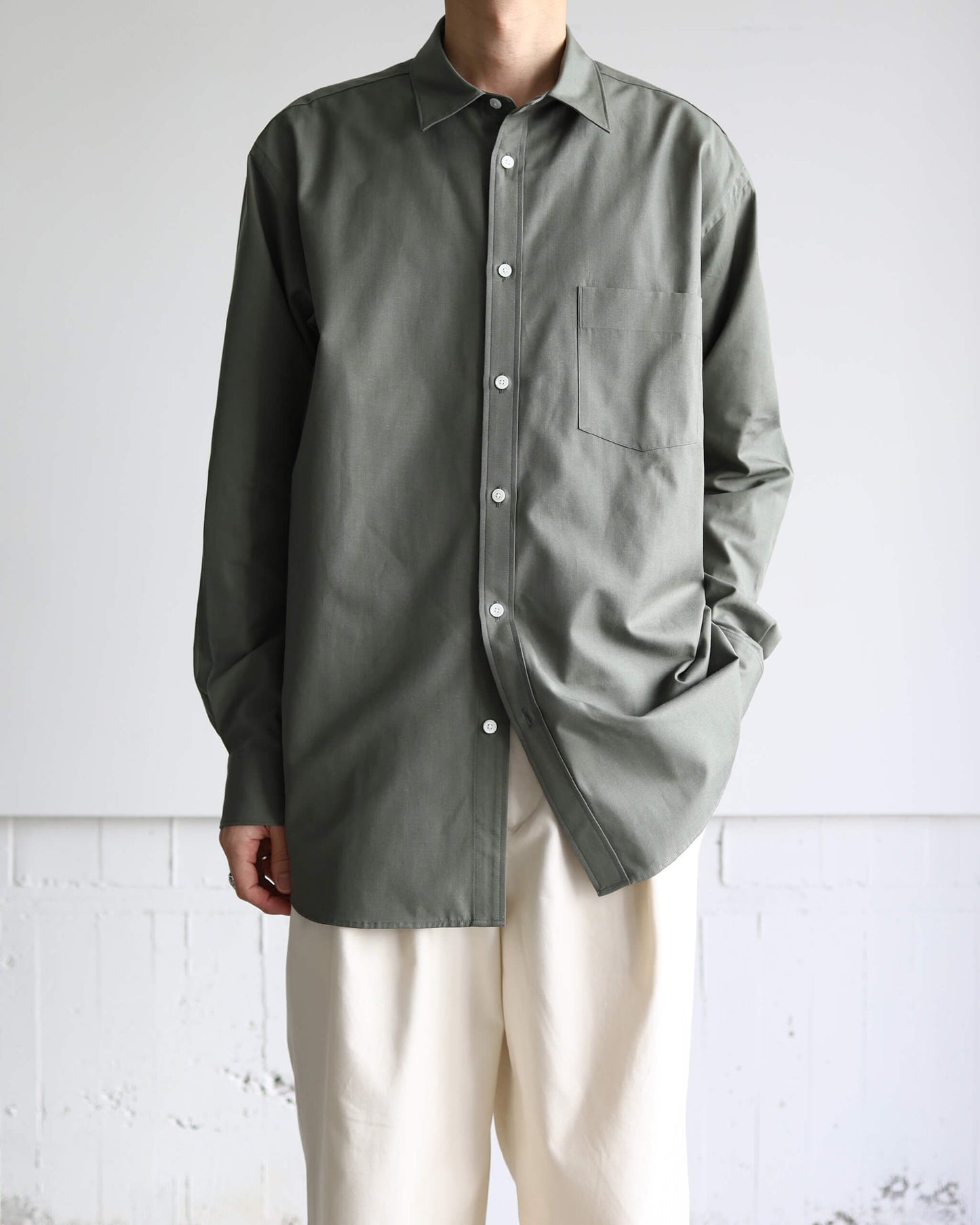 Simpson's poplin - R shirt "Almond Green"