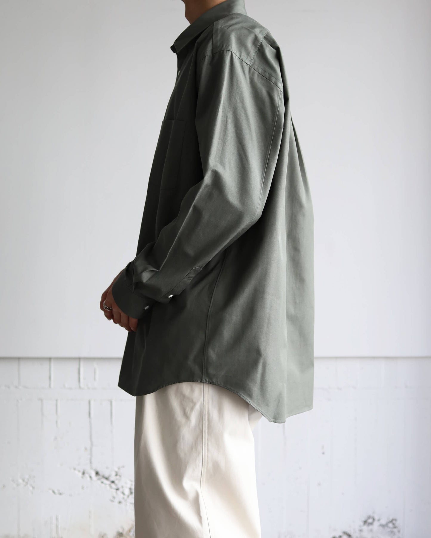 Simpson's poplin - R shirt "Almond Green"