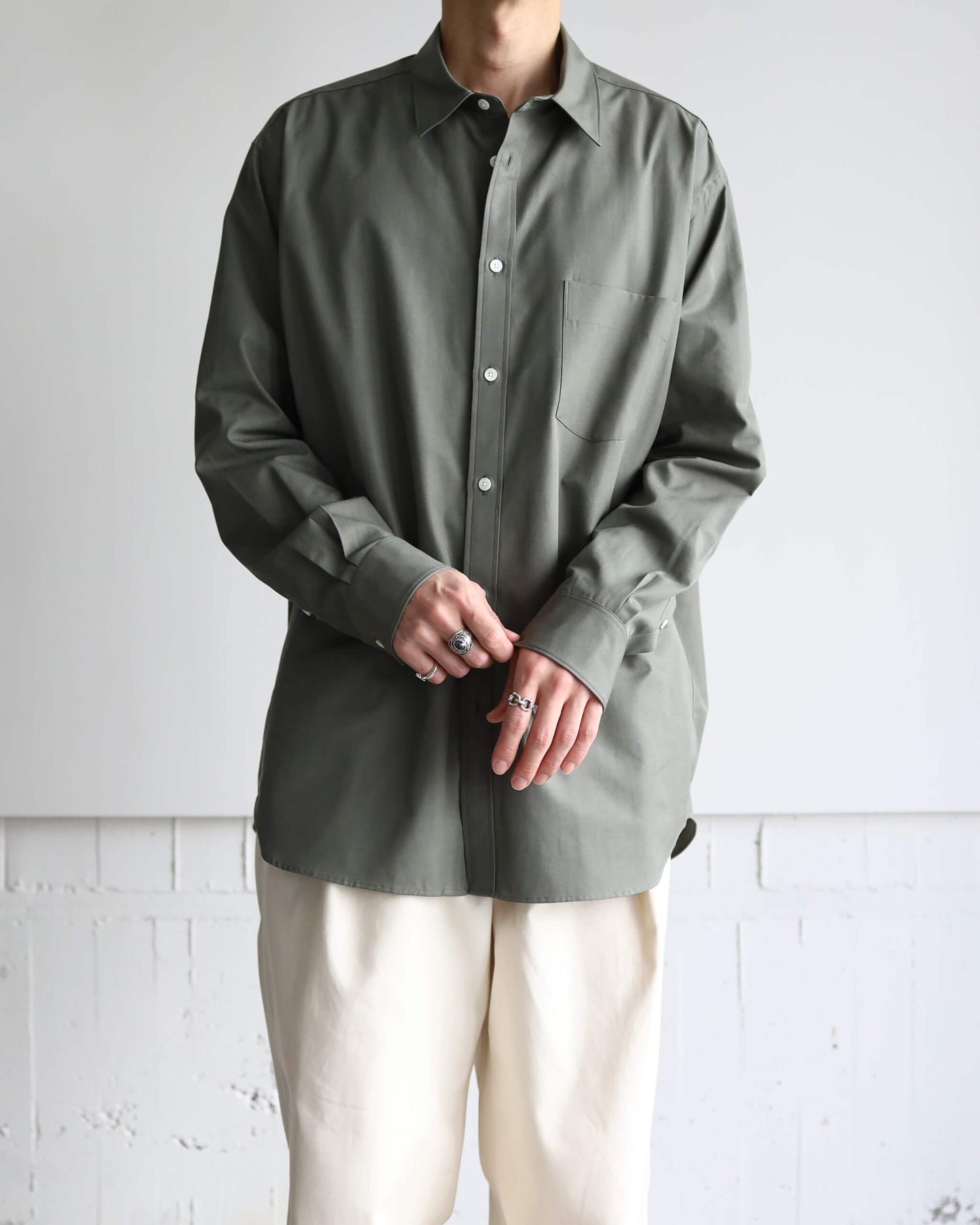 Simpson's poplin - R shirt "Almond Green"