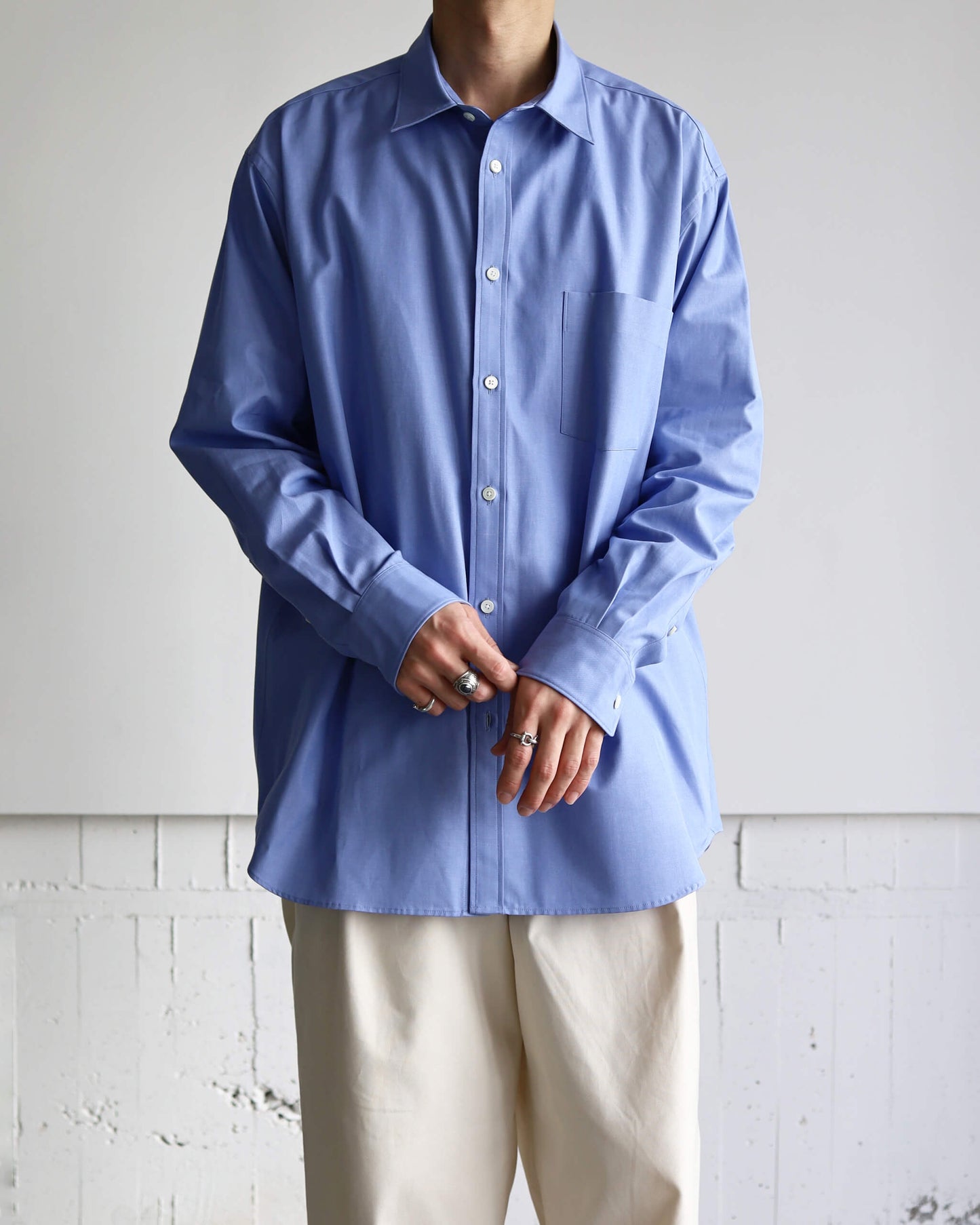 Simpson's poplin - R shirt "Wedgewood Blue"