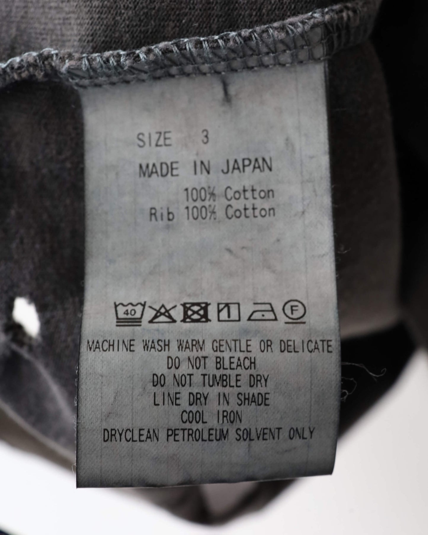 CREW NECK DAMAGED TEE 40/2 ORGANIC COTTON KNIT "BLACK"