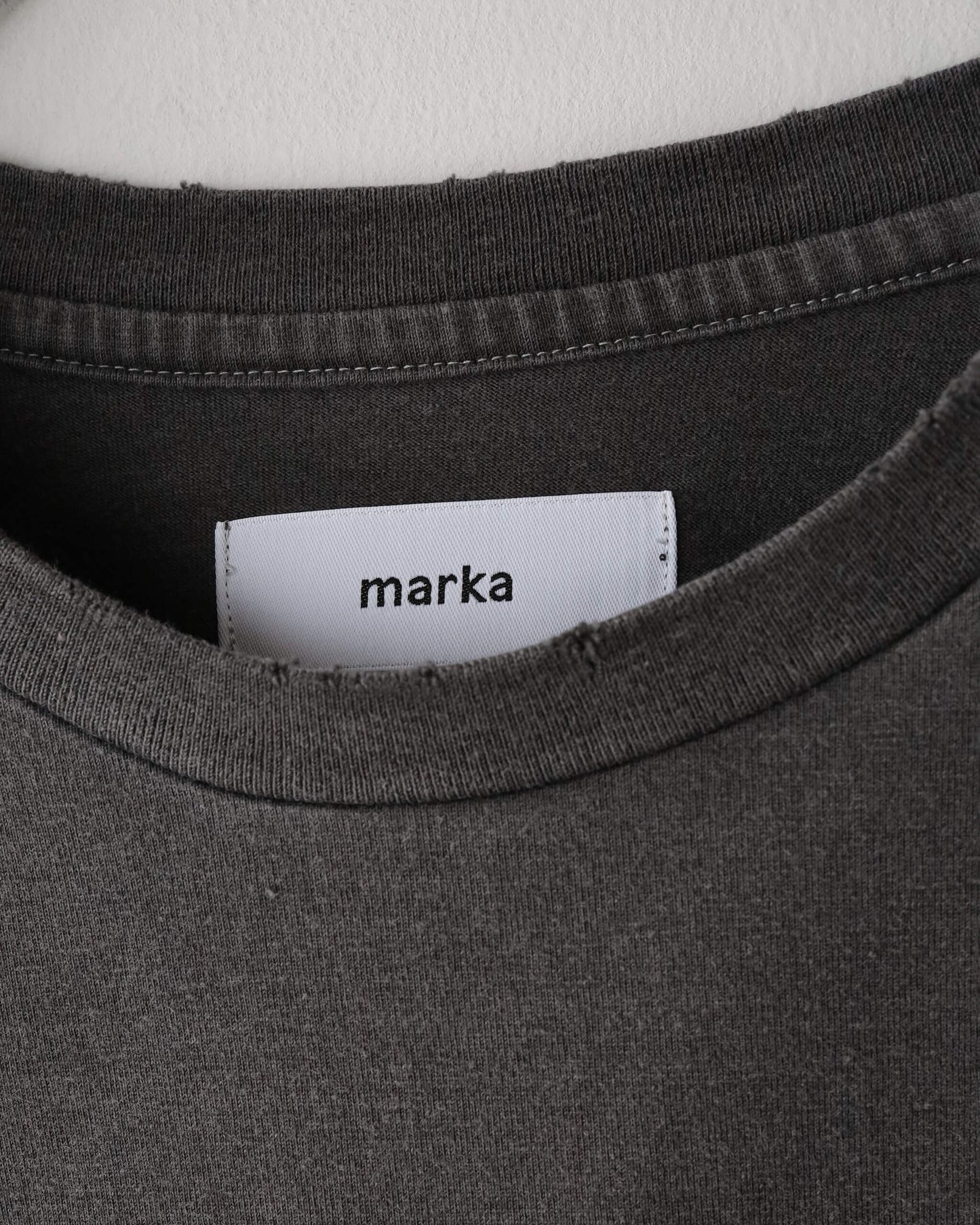 CREW NECK DAMAGED TEE 40/2 ORGANIC COTTON KNIT "BLACK"