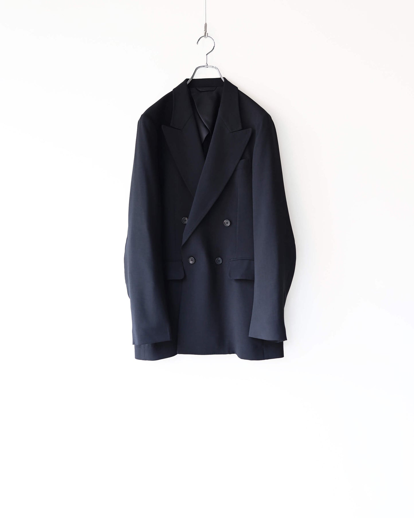 MELANGE TWILL DOUBLE BREASTED JACKET "BLACK"
