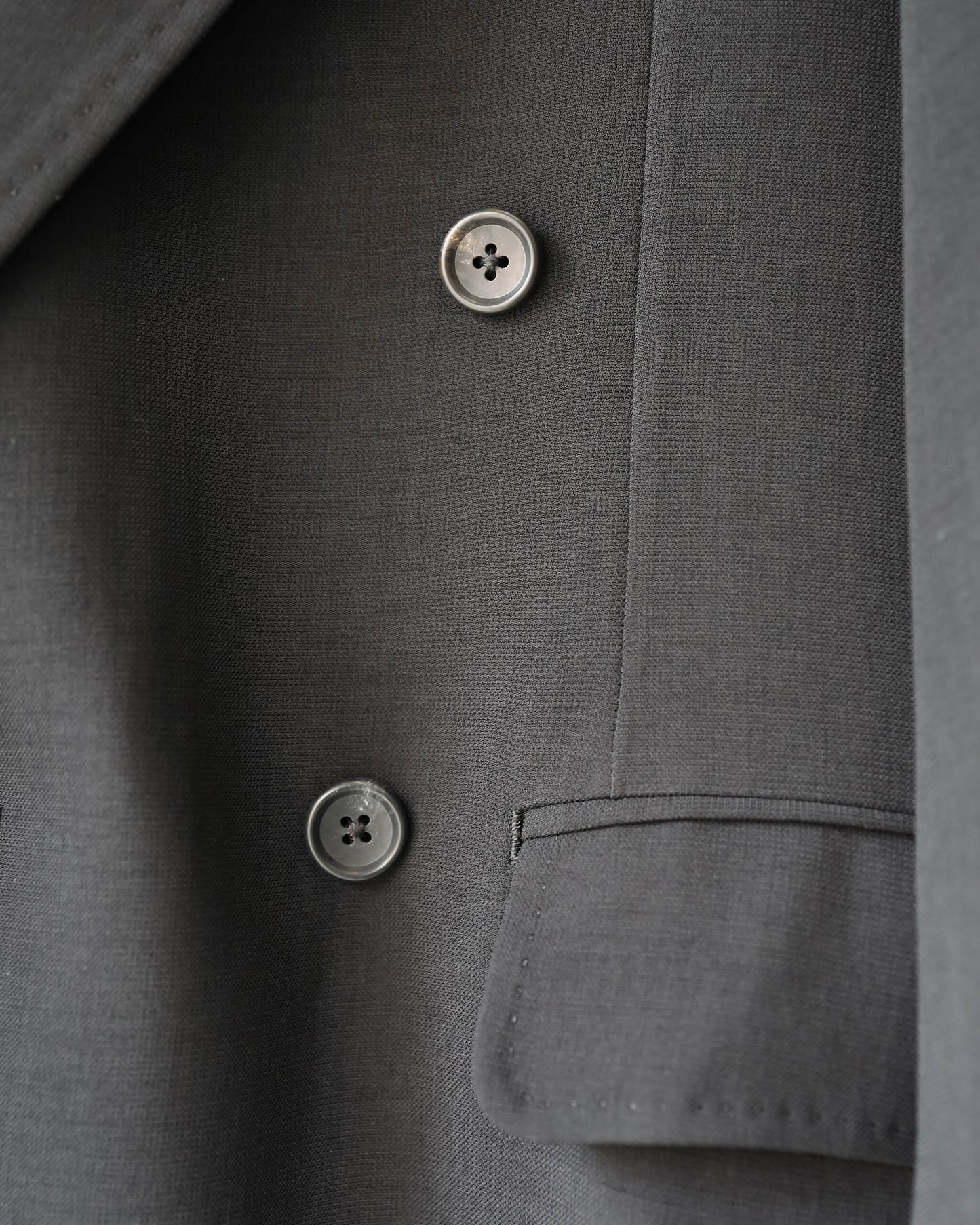 MELANGE TWILL DOUBLE BREASTED JACKET "BLACK"
