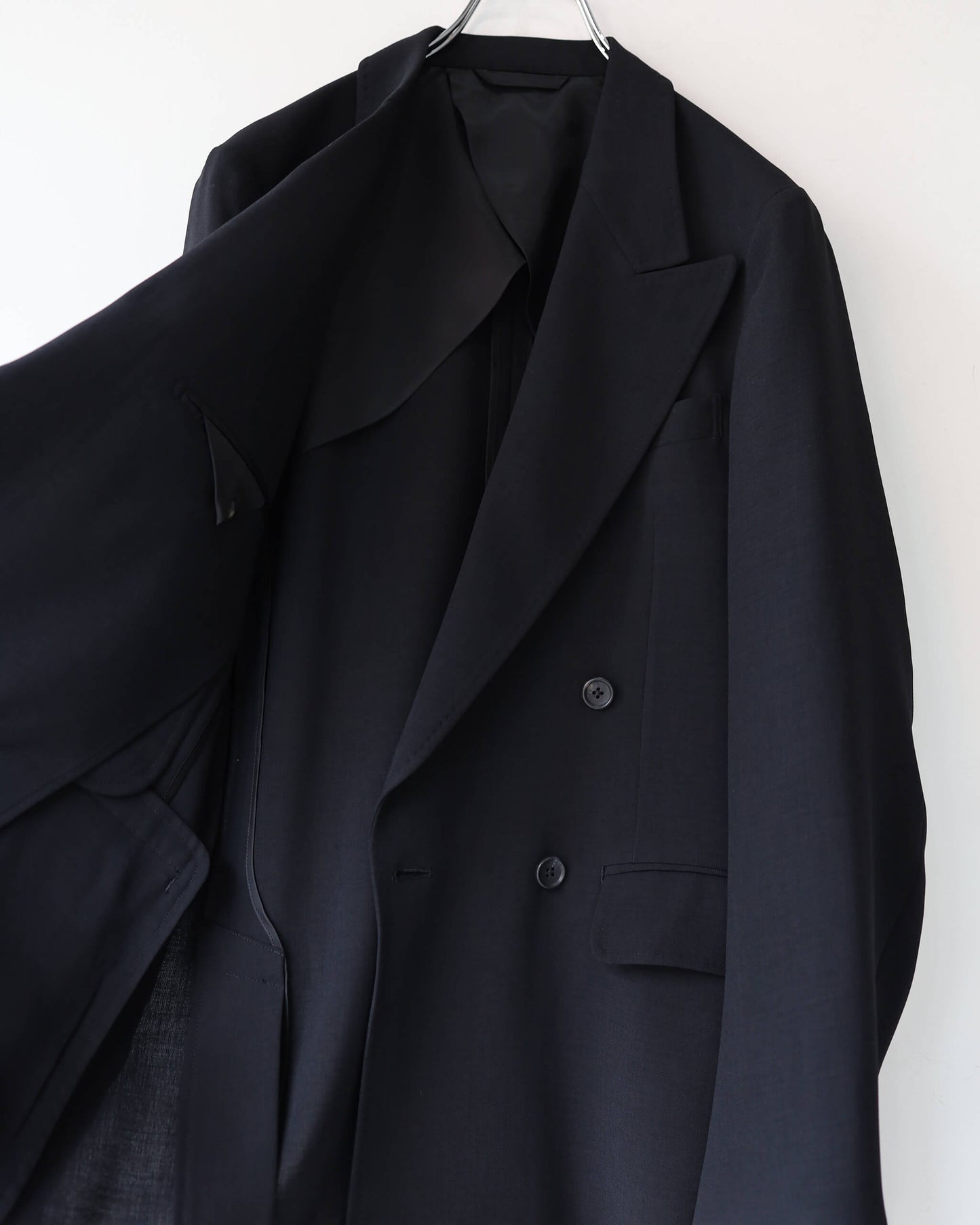 MELANGE TWILL DOUBLE BREASTED JACKET "BLACK"
