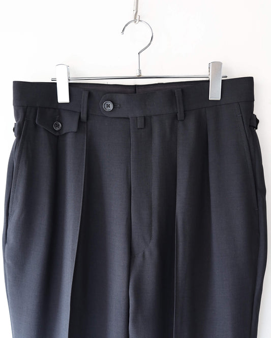 MELANGE TWILL WIDE TROUSERS "BLACK"