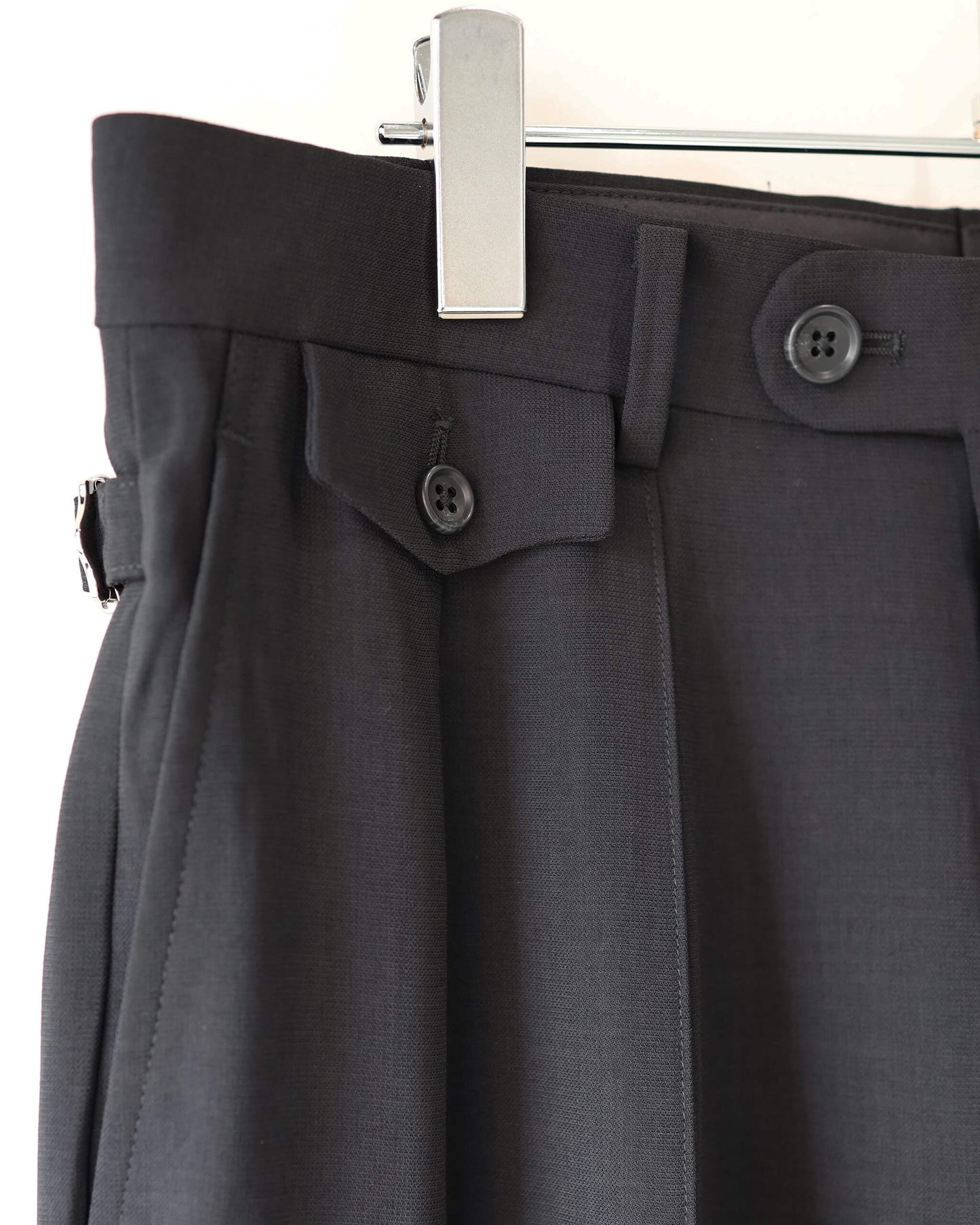 MELANGE TWILL WIDE TROUSERS "BLACK"