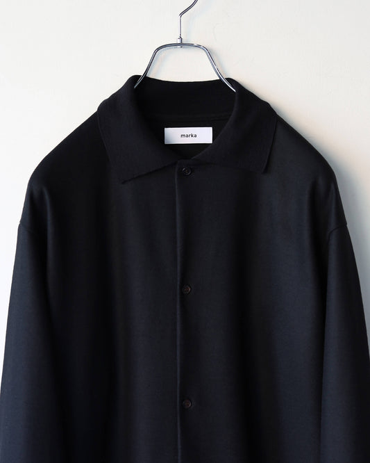SHIRT CARDIGAN SUPER 140s WOOL KNIT "BLACK"