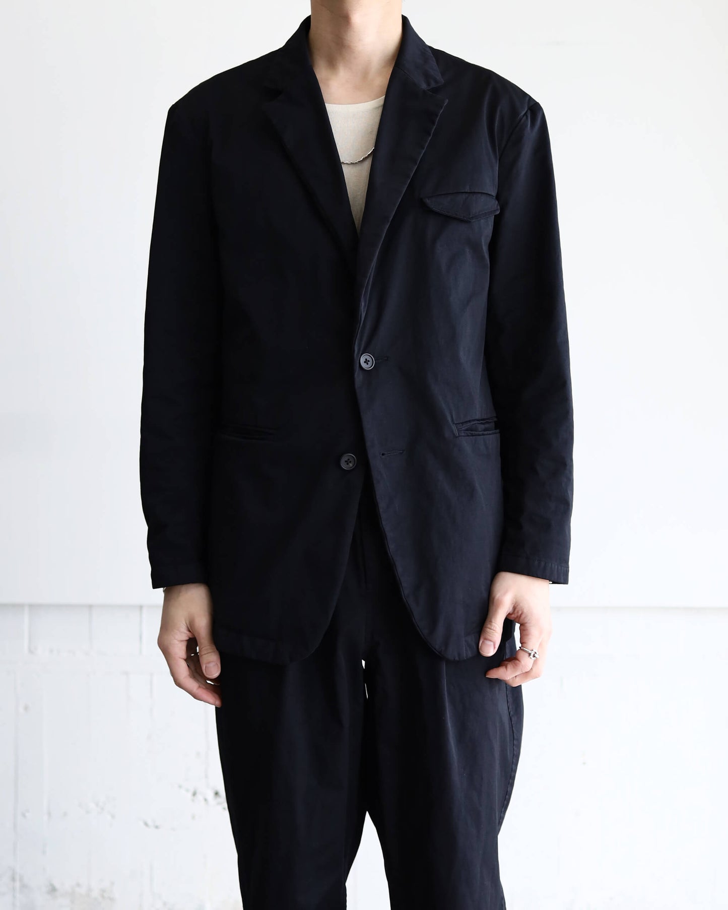 GARMENT DYE NYLON TWILL / 2B JACKET "BLACK"