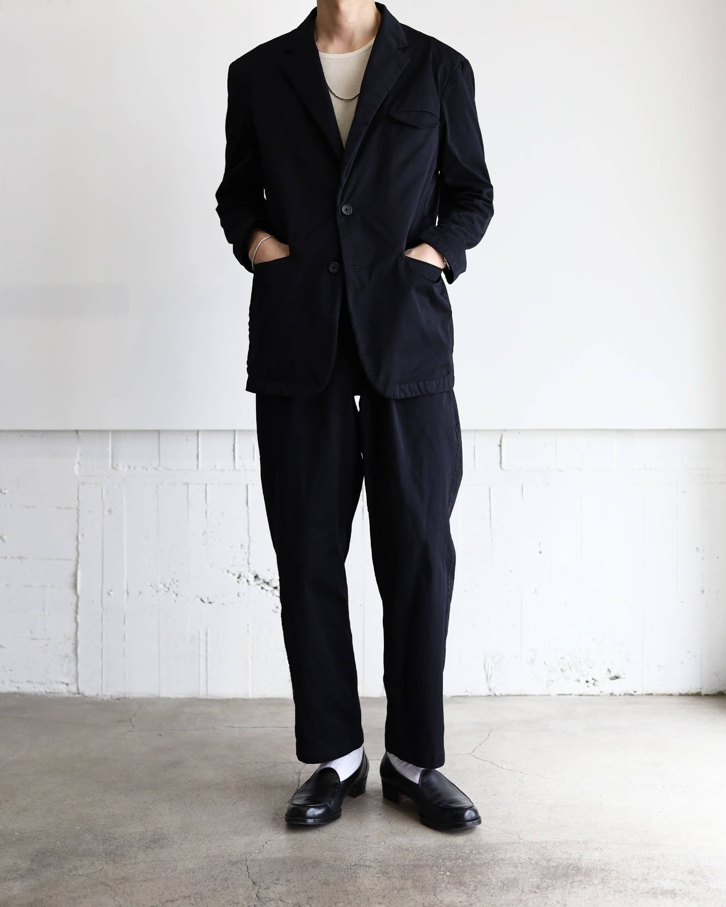 GARMENT DYE NYLON TWILL / 2B JACKET "BLACK"